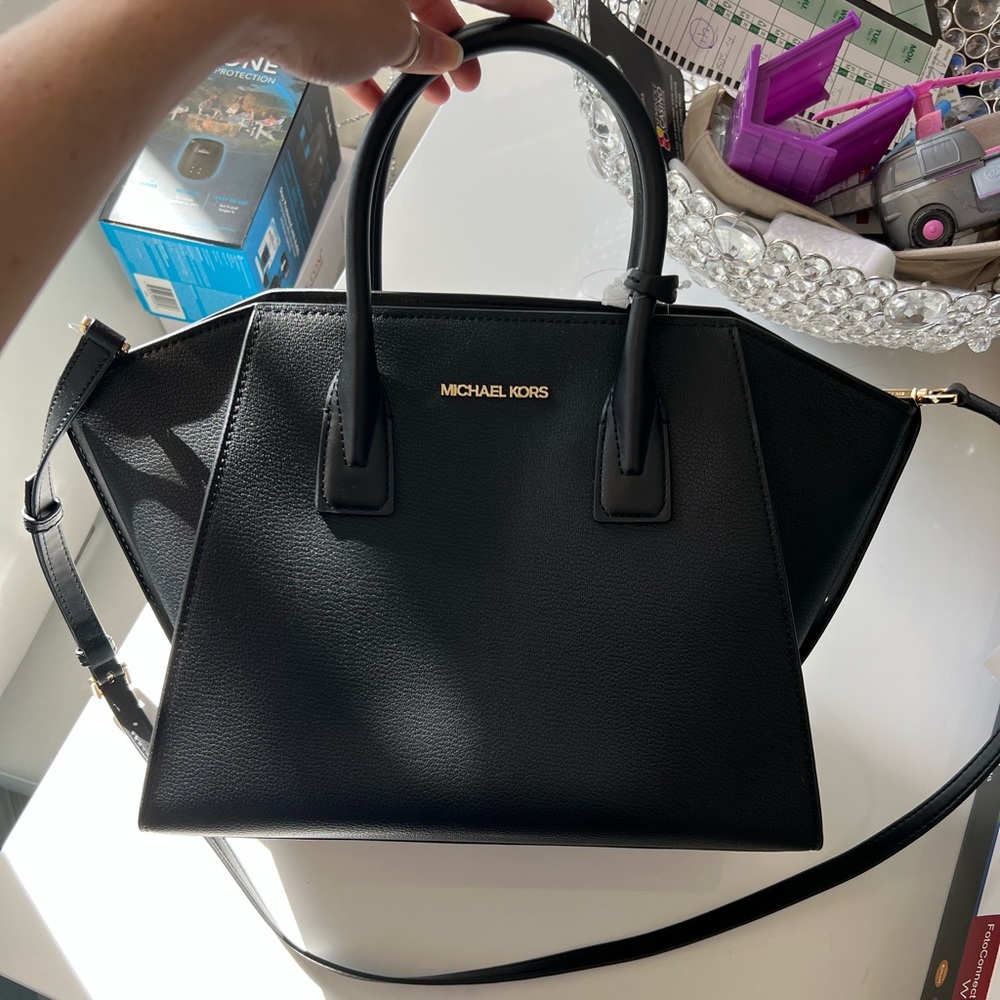 Michael Kors Black Leather Satchel - LG